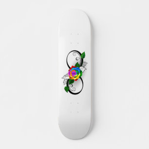 Unendlichkeitssymbol mit Regenbogenrose Skateboard