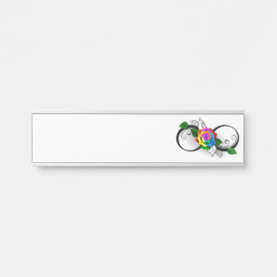 Unendlichkeitssymbol mit Regenbogenrose Türschild