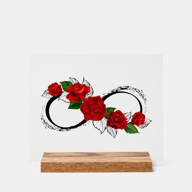 Unendlichkeitssymbol mit Rote Rosen Acrylschild (Vorderseite)