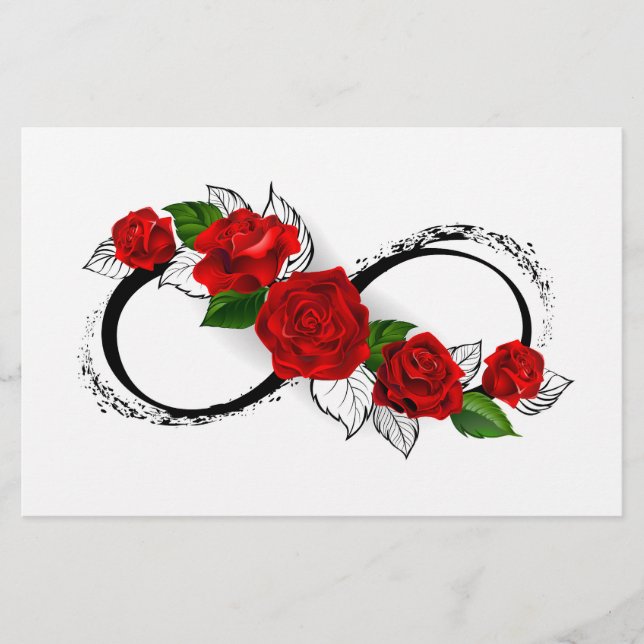 Unendlichkeitssymbol mit Rote Rosen Briefpapier (Vorderseite)