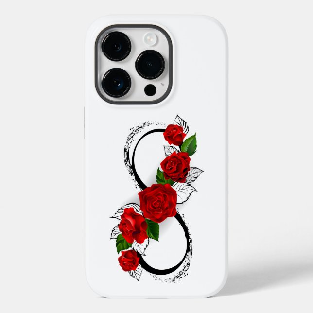 Unendlichkeitssymbol mit Rote Rosen Case-Mate iPhone Hülle (Rückseite)