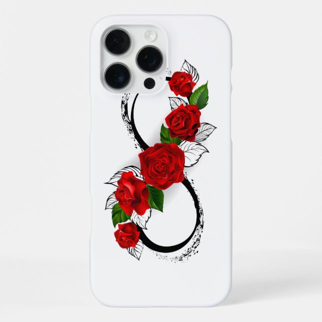 Unendlichkeitssymbol mit Rote Rosen iPhone Hülle (Rückseite)