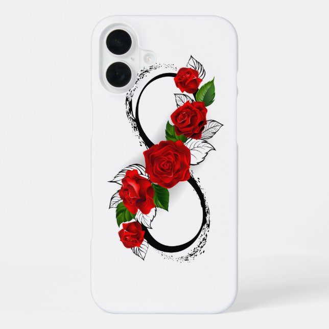 Unendlichkeitssymbol mit Rote Rosen iPhone Hülle (Rückseite)