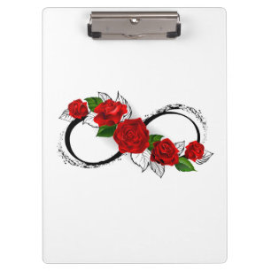 Unendlichkeitssymbol mit Rote Rosen Klemmbrett