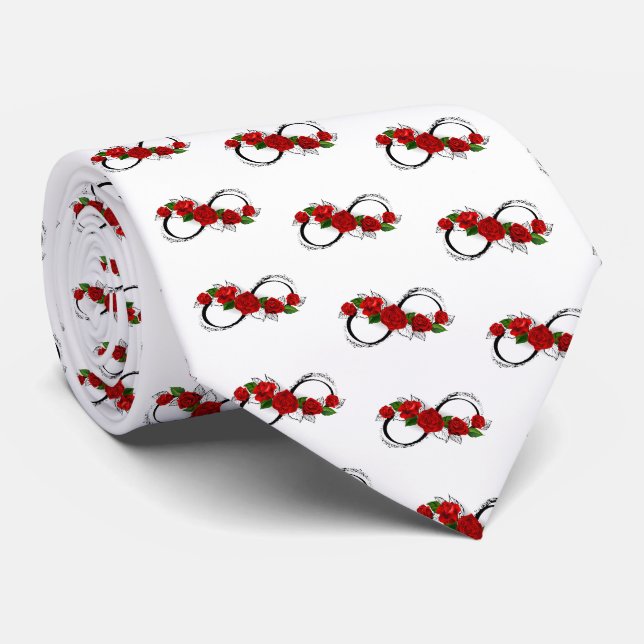 Unendlichkeitssymbol mit Rote Rosen Krawatte (Gerollt)