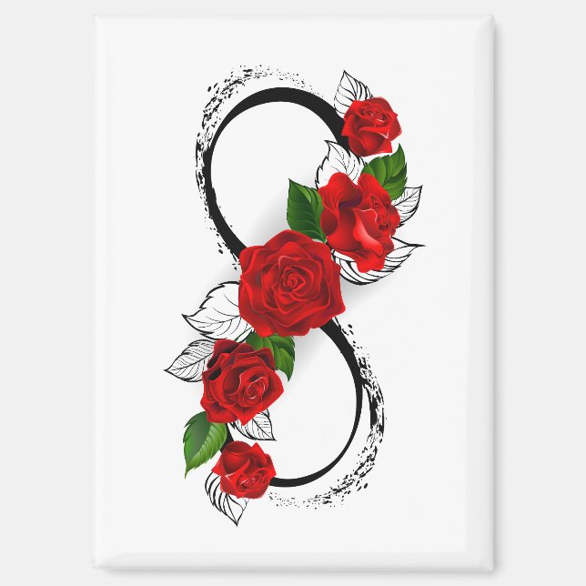 Unendlichkeitssymbol mit Rote Rosen Magnet (Vorderseite)