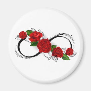Unendlichkeitssymbol mit Rote Rosen Magnet