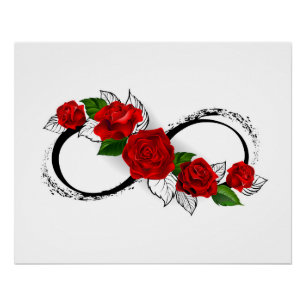 Unendlichkeitssymbol mit Rote Rosen Poster