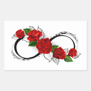 Unendlichkeitssymbol mit Rote Rosen Rechteckiger Aufkleber