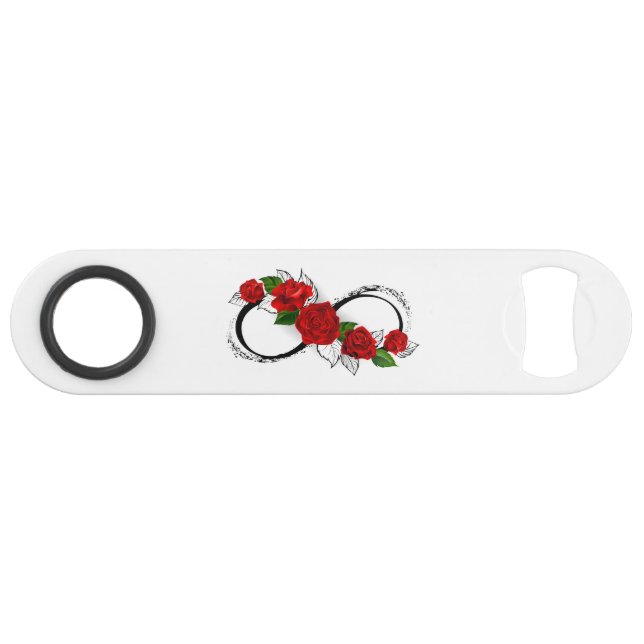 Unendlichkeitssymbol mit Rote Rosen Speed Flaschenöffner (Vorderseite (Horizontal))