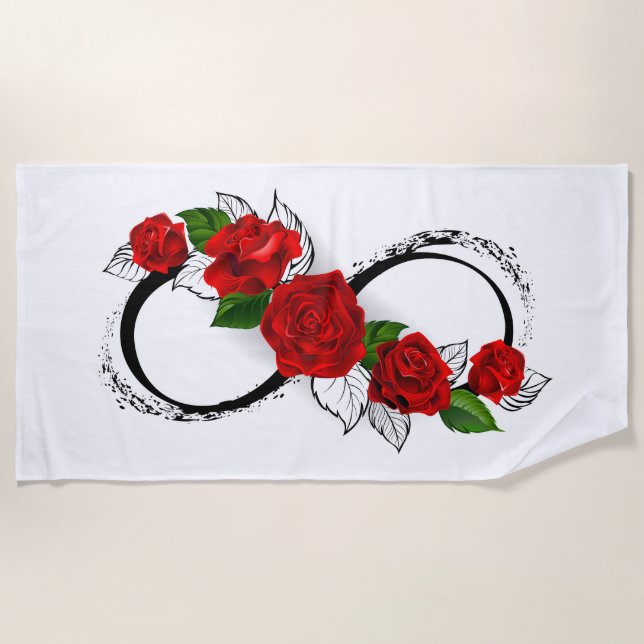 Unendlichkeitssymbol mit Rote Rosen Strandtuch (Vorderseite)
