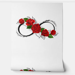 Unendlichkeitssymbol mit Rote Rosen Tapete