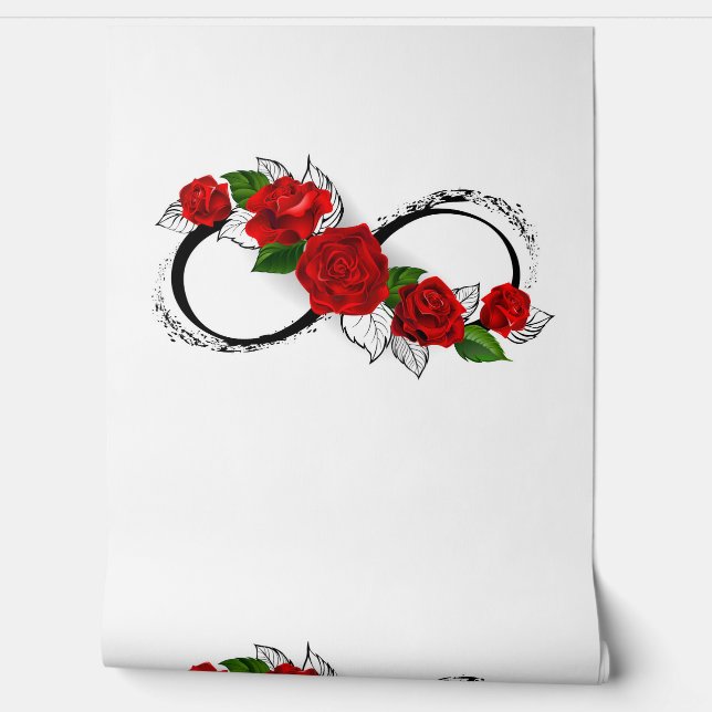 Unendlichkeitssymbol mit Rote Rosen Tapete (Abrollen)