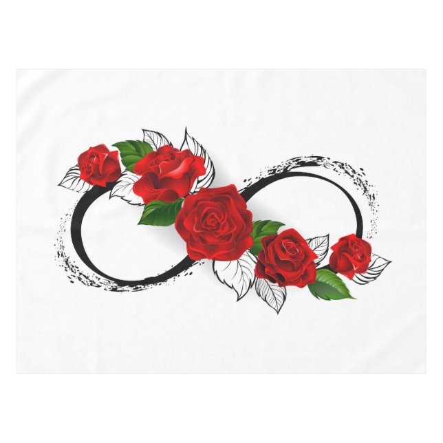 Unendlichkeitssymbol mit Rote Rosen Tischdecke (Vorderseite (Horizontal))