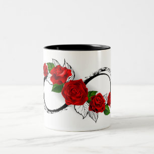 Unendlichkeitssymbol mit Rote Rosen Zweifarbige Tasse