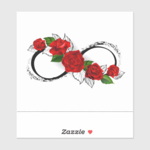 Unendlichkeitssymbol mit roten Rosen Aufkleber