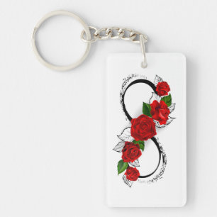 Unendlichkeitssymbol mit roten Rosen Schlüsselanhänger