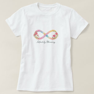 Unendlichkeitssymbol Wasserfarbe Rosa Florale Blüt T-Shirt