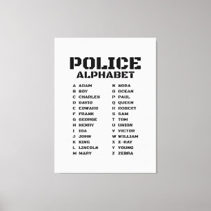 Unentbehrliche Polizei Alphabet A bis Z Leinwanddruck