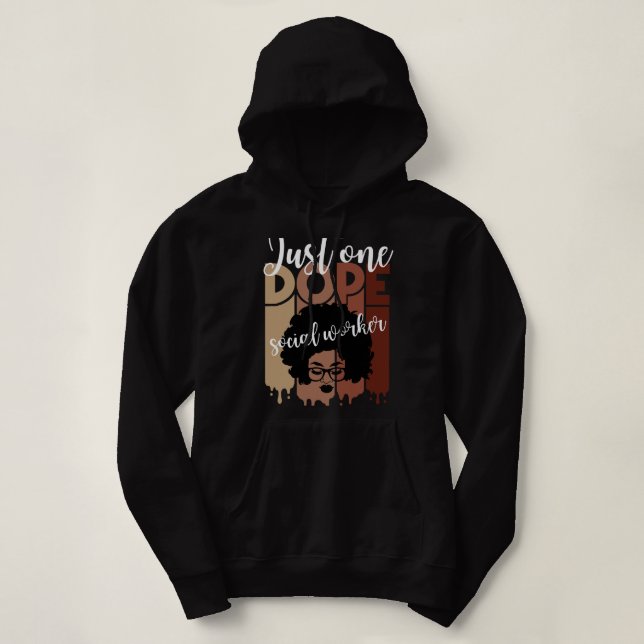Unentschuldbar dope Black Social Worker Afro Afro Hoodie (Design vorne)