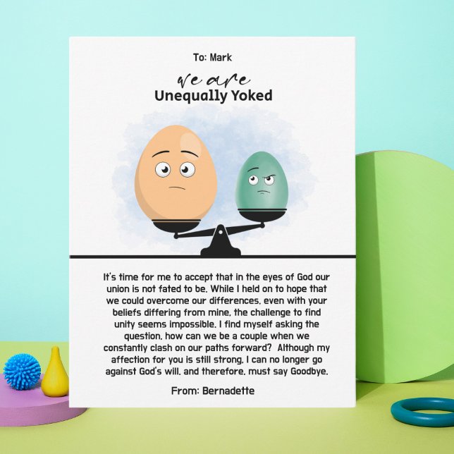 Unequal Yoke Relationship Card Ankündigung (Use this card when you know your relationship is destined for failure due to religious differences.)