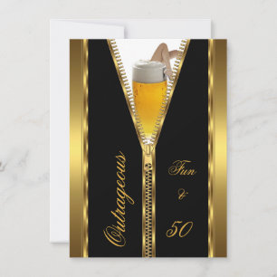 Unerhörter Spaß & 50 Zipper Gold Bier Trinken Einladung