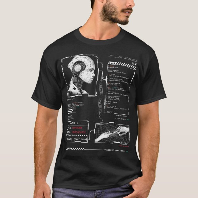 Unerkannt - Techno-Brutalist Streetwear Design T-Shirt (Vorderseite)