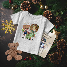 Unerträglich süßer Teddy Bär und ein Mädchen Baby T-shirt