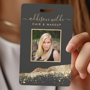 Unerwartete Schwarz Und Gold Glitter Salon ID Ausweis