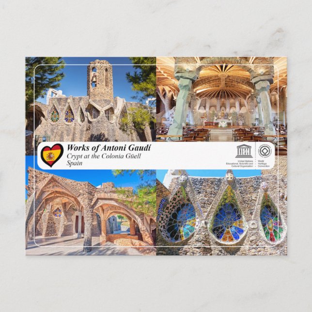 UNESCO - Antoni Gaud, Krypt bei Colonia G ￼ ell Postkarte (Vorderseite)