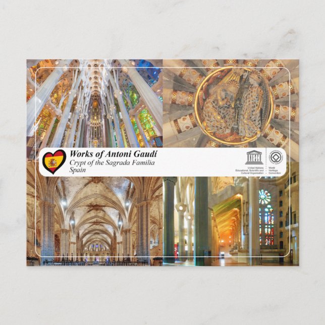 UNESCO - Antoni Gaudí - Sagrada Família - Krypt Postkarte (Vorderseite)