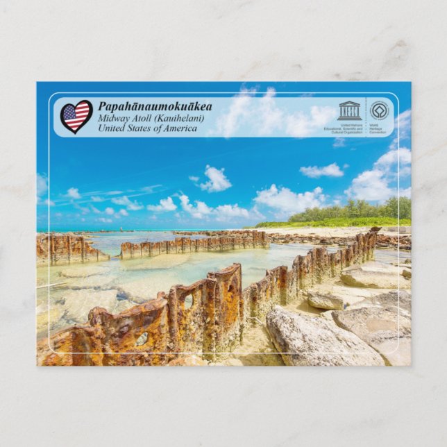 UNESCO - Papahānaumokuākea - Mittelweg-Atoll-Postk Postkarte (Vorderseite)