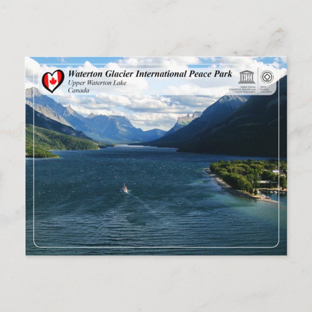UNESCO - Waterton Glacier Internationaler Friedens Postkarte (Vorderseite)