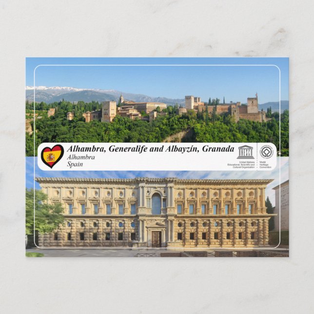 UNESCO WH- Alhambra, Granada Postkarte (Vorderseite)