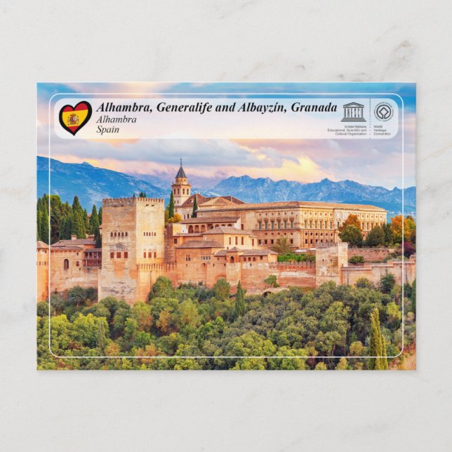 UNESCO WH- Alhambra, Granada Postkarte (Vorderseite)