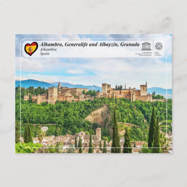 UNESCO WH- Alhambra, Granada Postkarte (Vorderseite)
