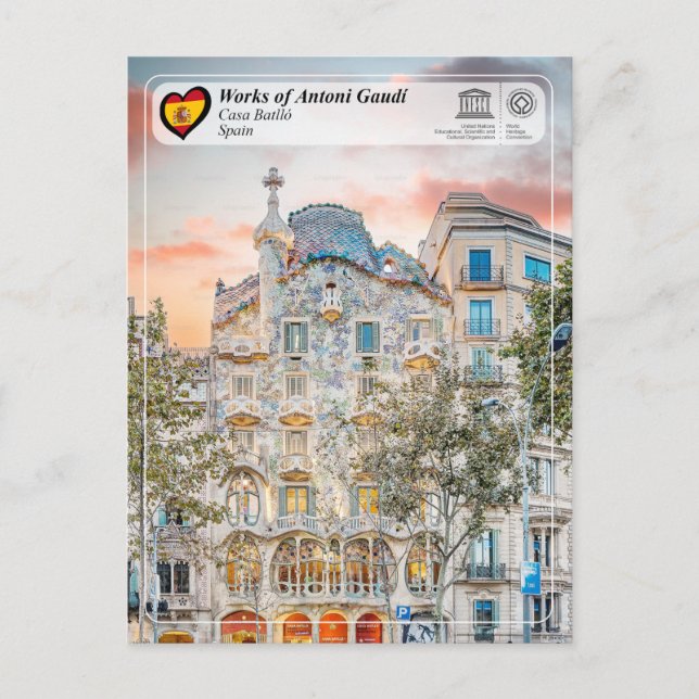 UNESCO WH- Antoni Gaudí - Casa Batlló Postkarte (Vorderseite)