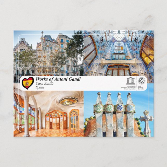 UNESCO WH- Antoni Gaudí - Casa Batlló Postkarte (Vorderseite)