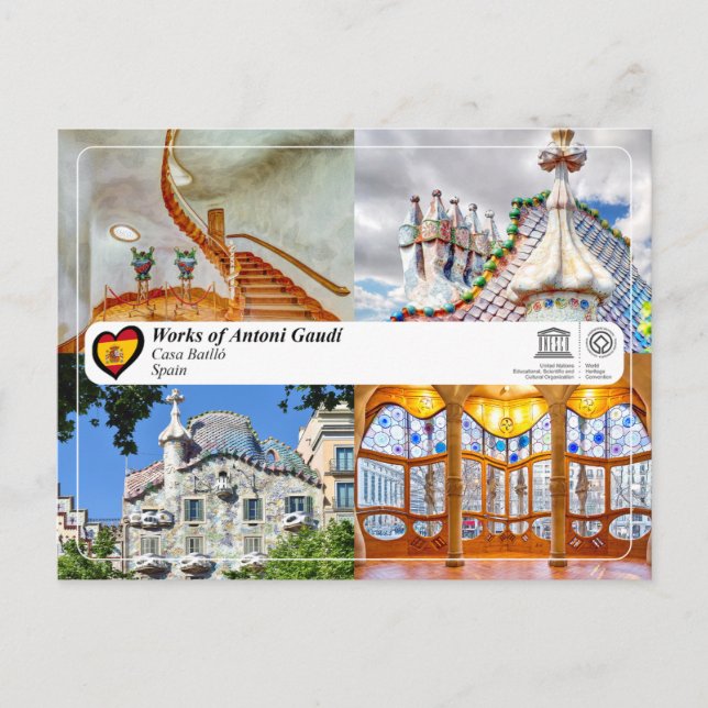 UNESCO WH- Antoni Gaudí - Casa Batlló Postkarte (Vorderseite)