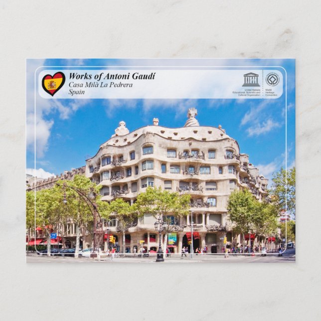 UNESCO WH- Antoni Gaudí - Casa Milà La Pedrera Postkarte (Vorderseite)