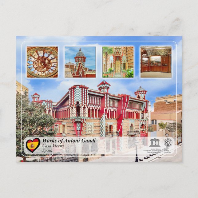 UNESCO WH- Antoni Gaudí - Casa Vicens Postkarte (Vorderseite)