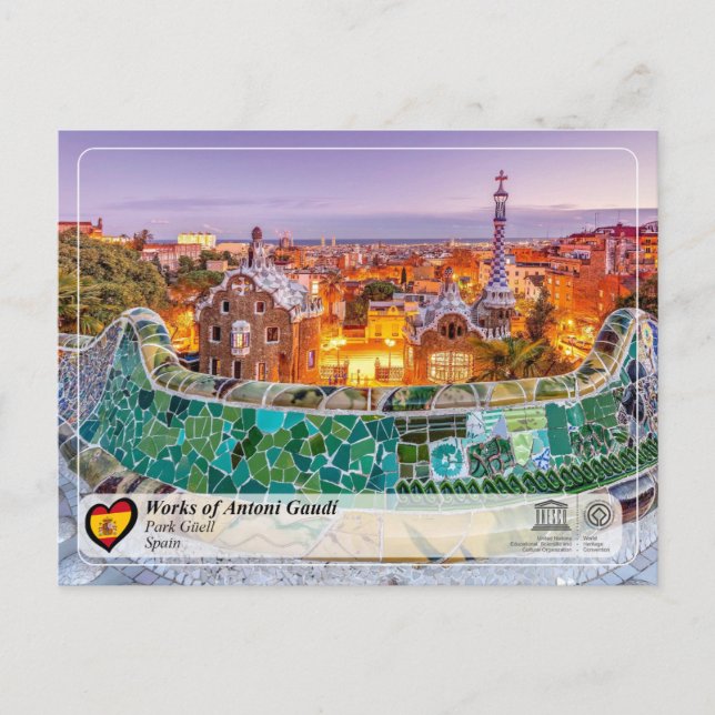 UNESCO WH- Antoni Gaudí - Park Güell Postkarte (Vorderseite)