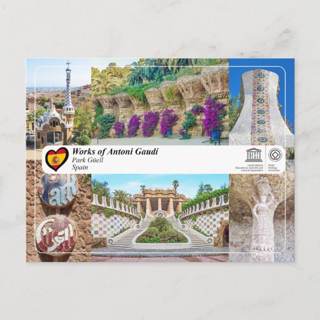 UNESCO WH- Antoni Gaudí - Park Güell Postkarte (Vorderseite)