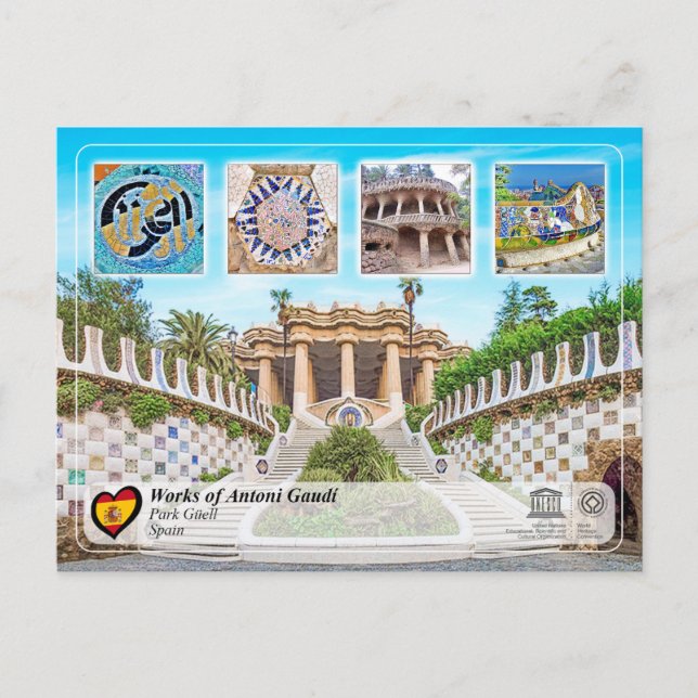 UNESCO WH- Antoni Gaudí - Park Güell Postkarte (Vorderseite)