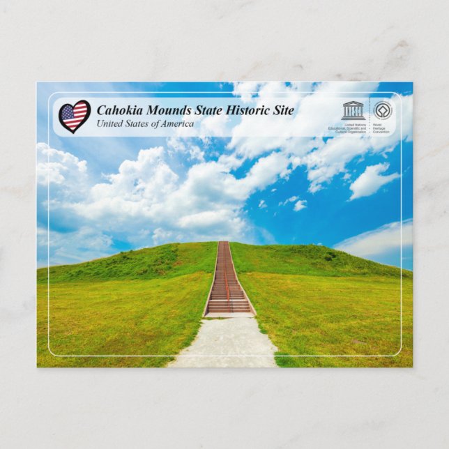 UNESCO WH- Cahokia Mounds Staat Historische Lage Postkarte (Vorderseite)