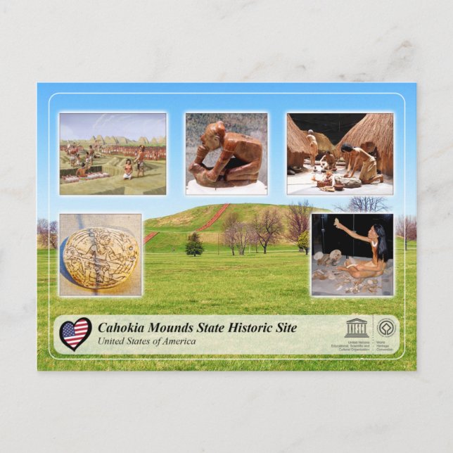 UNESCO WH- Cahokia Mounds Staat Historische Lage Postkarte (Vorderseite)