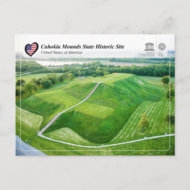 UNESCO WH- Cahokia Mounds Staat Historische Lage Postkarte (Vorderseite)