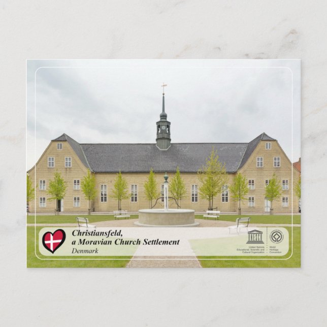 UNESCO WH- Christiansfeld - Mährische Kirche Postkarte (Vorderseite)