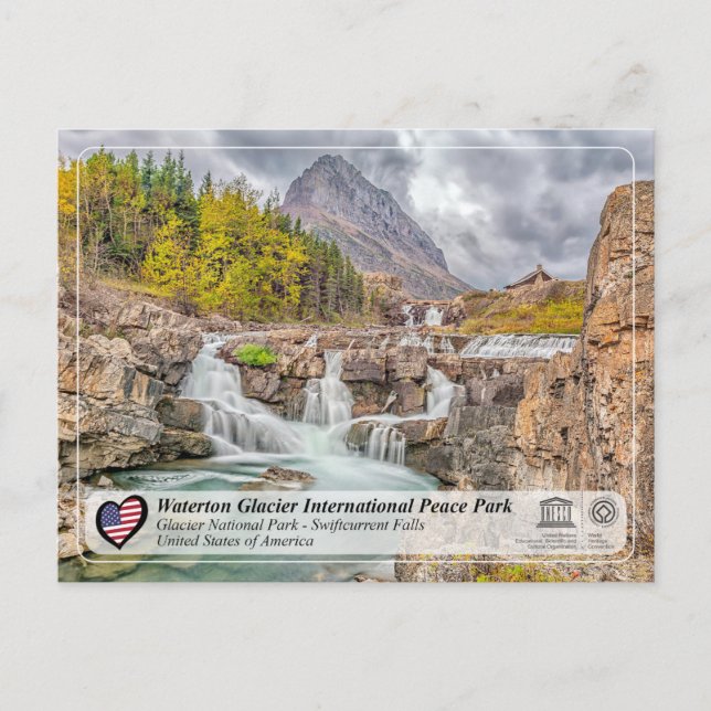 UNESCO WH- Glacier NP - Swiftcurrent Falls Post Postkarte (Vorderseite)