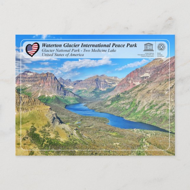 UNESCO WH- Glacier NP - Two Medicine Lake Postc Postkarte (Vorderseite)